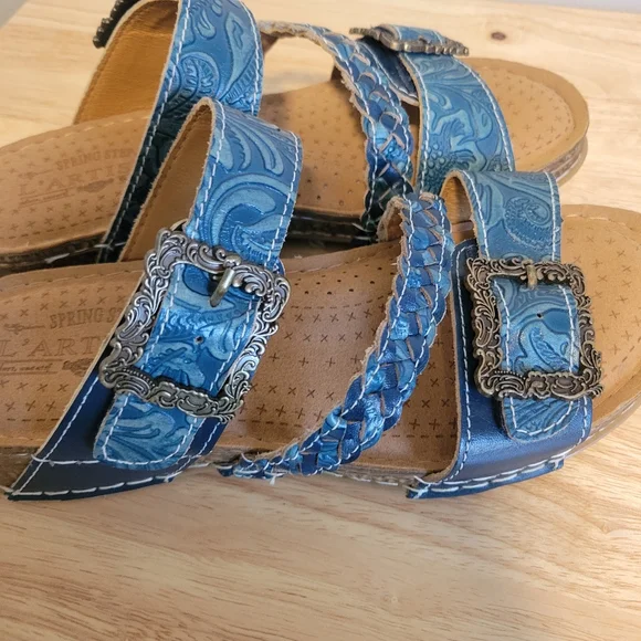 L'Artiste Blue Paisley Astra Slide Sandals Size 37/6.5-7 - Picture 5 of 8